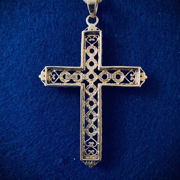 Nicky Butler Multi-gem, Sterling Silver Filigree Cross Pendant & SS Chain - Picture 3 of 5